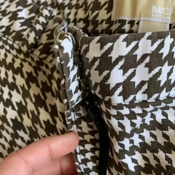 Women’s Michael Kors Houndstooth Print Pants Brown/White Size 6 EUC - Picture 3 of 9